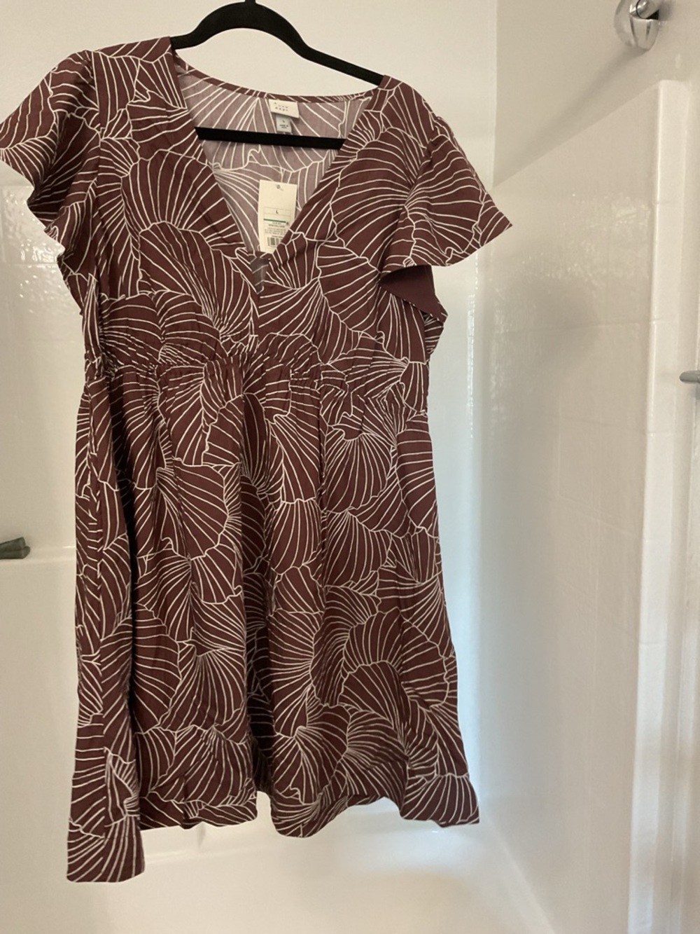 a new day Brown Floral V-Neck Midi Dress